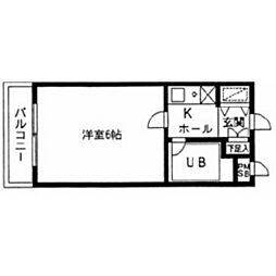グランピアマンション西新 1Kの間取図画像
