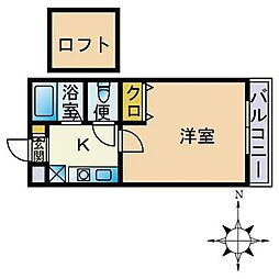 ウインズ室見 1Kの間取図画像