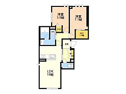 plancher西新 2LDKの間取図画像