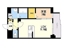 LIBTH・西新 1LDKの間取図画像