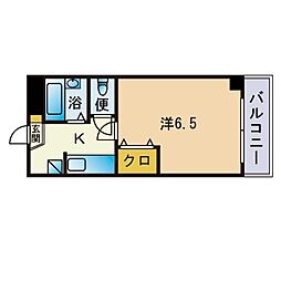 ガーデンパレス西新 1Kの間取図画像