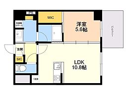 CREST西新 1LDKの間取図画像