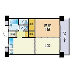 サンアベニュー 1LDKの間取図画像