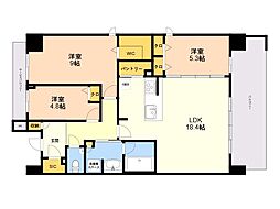 福岡市早良区百道1丁目マンション 3LDKの間取図画像