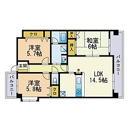 プレミューズ 3LDKの間取図画像