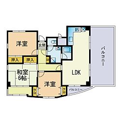 アンソール室見 3LDKの間取図画像