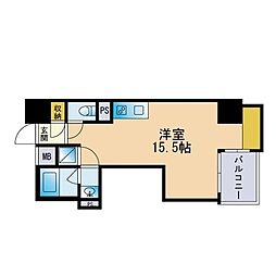 レジディア西新 ワンルームの間取図画像