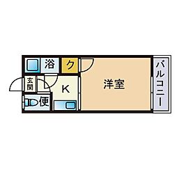 パルコーポA 1Kの間取図画像