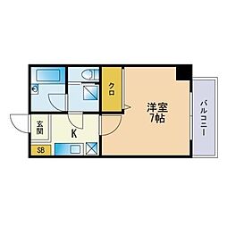 クオーレ21 1Kの間取図画像
