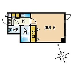 第2北條ビル 1Kの間取図画像