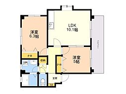 原リバーサイド 2LDKの間取図画像