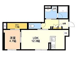 plancher西新 1LDKの間取図画像