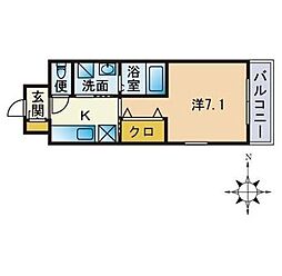 アンリシール 1Kの間取図画像
