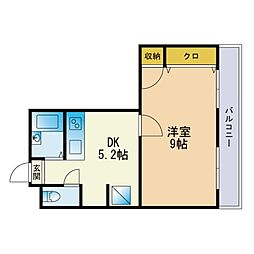 テングッド祖原パーク 1DKの間取図画像