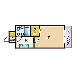 メゾン・ド・クレマン 1Kの間取図画像
