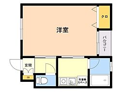 ビスタ室見 1Kの間取図画像