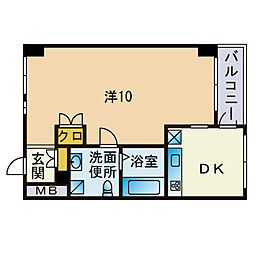 KDXレジデンス西新 1DKの間取図画像