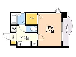 楠原ビル 1Kの間取図画像