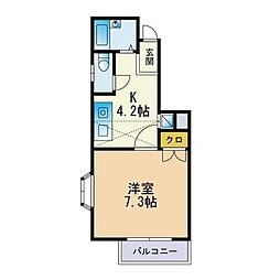 ラッサ・藤崎 1Kの間取図画像