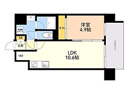Brilliaist西新 1LDKの間取図画像