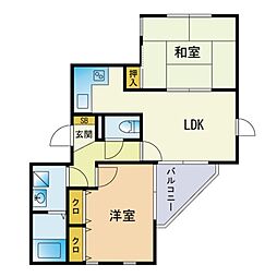 モントーレムロミ 2DKの間取図画像