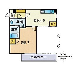 エム・アール祖原 2DKの間取図画像
