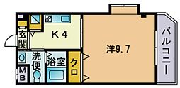フォセット百道 1Kの間取図画像