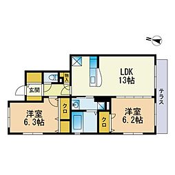 ルヴニールメゾン 2LDKの間取図画像