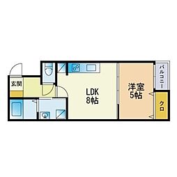 リアン 1LDKの間取図画像