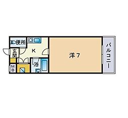 ロマネスク南博多 1Kの間取図画像