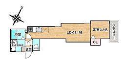 アパルトマン昭南町 1LDKの間取図画像