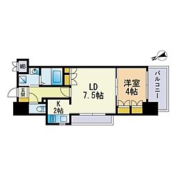 RJRプレシア南福岡 1LDKの間取図画像
