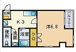 サン紗瑠夢館 1Kの間取図画像