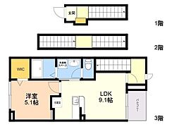 サンセールI 1LDKの間取図画像