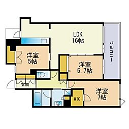パークスクエア春日原 3LDKの間取図画像