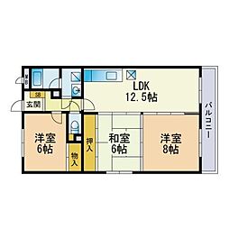 エクセレント中嶋 3LDKの間取図画像