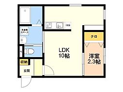 ラシックランテ白木原 Garden Terrace 1LDKの間取図画像