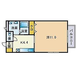 アムールView 1Kの間取図画像