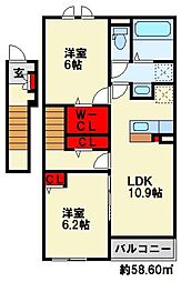 ニューライズ苅田 I 2LDKの間取図画像