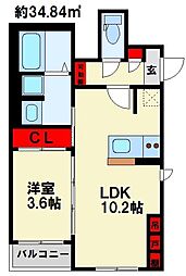 Lila城野 1LDKの間取図画像