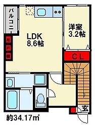 Lila城野 1LDKの間取図画像