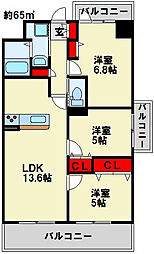 ソレアード苅田 3LDKの間取図画像