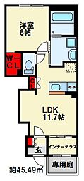ソランジュ 1LDKの間取図画像