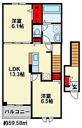 パークサイド小倉東I 2LDKの間取図画像
