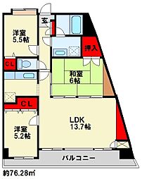 ニューガイア四季彩の丘C棟 3LDKの間取図画像