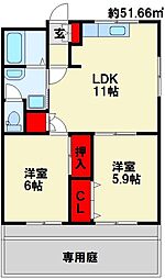 メゾン坂本 2LDKの間取図画像