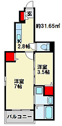 フェリス2 1SKの間取図画像