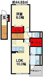 コンフォート苅田 1LDKの間取図画像