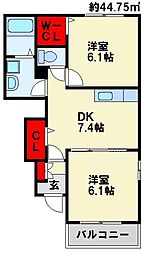 グレイス・E2 2DKの間取図画像