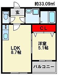 NYスタイルズ下曽根 1LDKの間取図画像